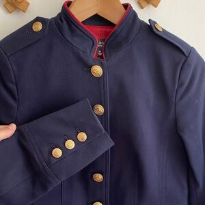 Talbots Military Style Navy Blazer Gold Buttons Sz 6P